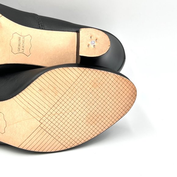 5W 5 WIDE Capezio Womens 650 Student Footlight Black Leather Dance Heels Shoes - Picture 11 of 13